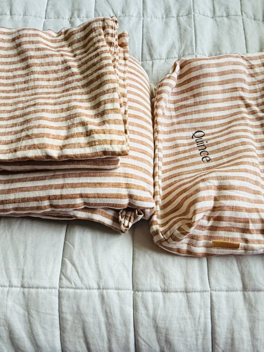 Quince European Linen Duvet Cover Set Full/Queen – Striped – NWOT